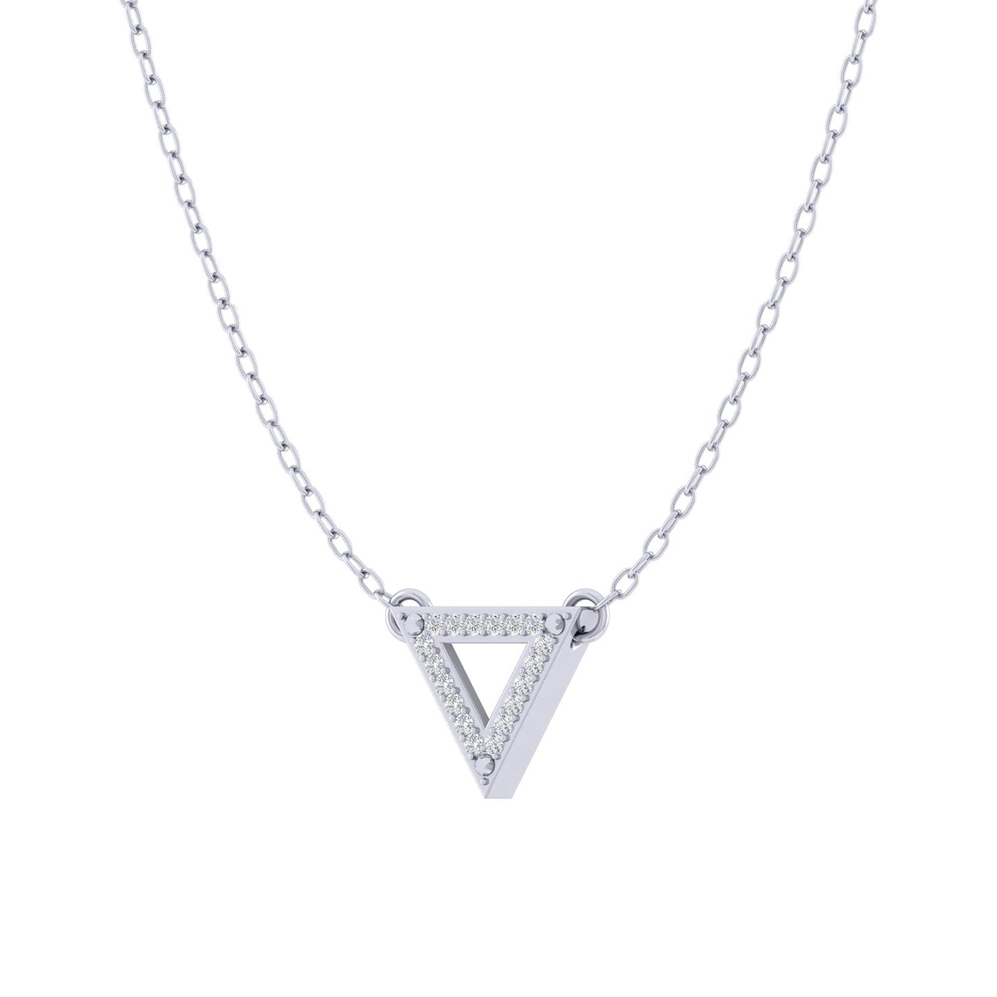 Triangle 1/20 Cttw Natural Diamond Pendant Necklace set in 925 Sterling Silver