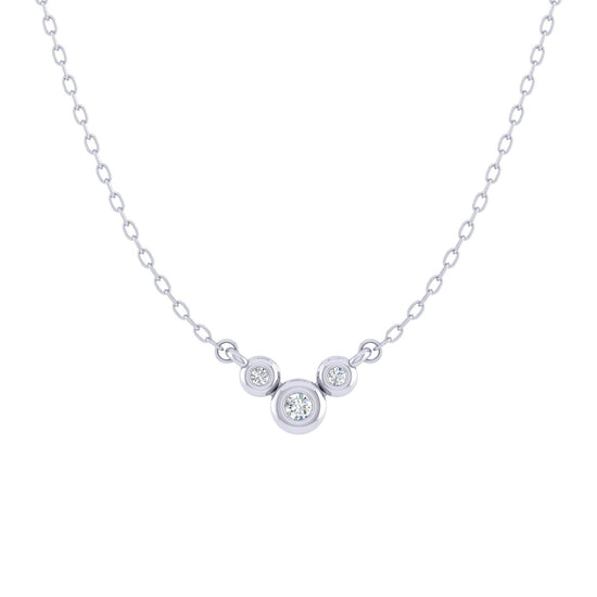 3 Stone 1/20 Cttw Natural Diamond Pendant Necklace set in 925 Sterling Silver