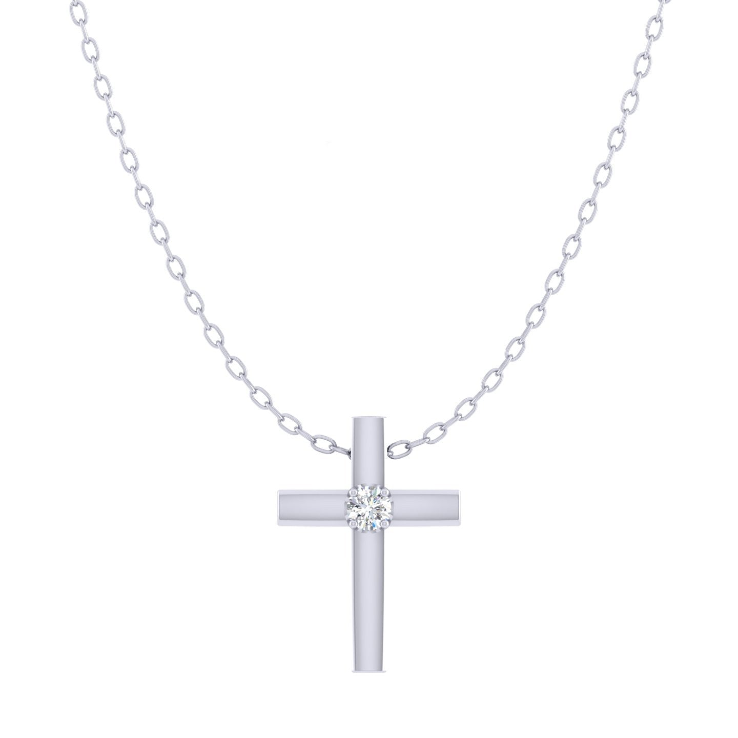 Cross 1/20 Cttw Natural Diamond Pendant Necklace set in 925 Sterling Silver