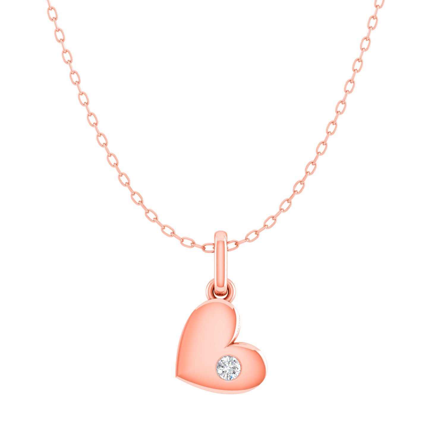 Floating Heart 1/20 Cttw Natural Diamond Pendant Necklace set in 925 Sterling Silver