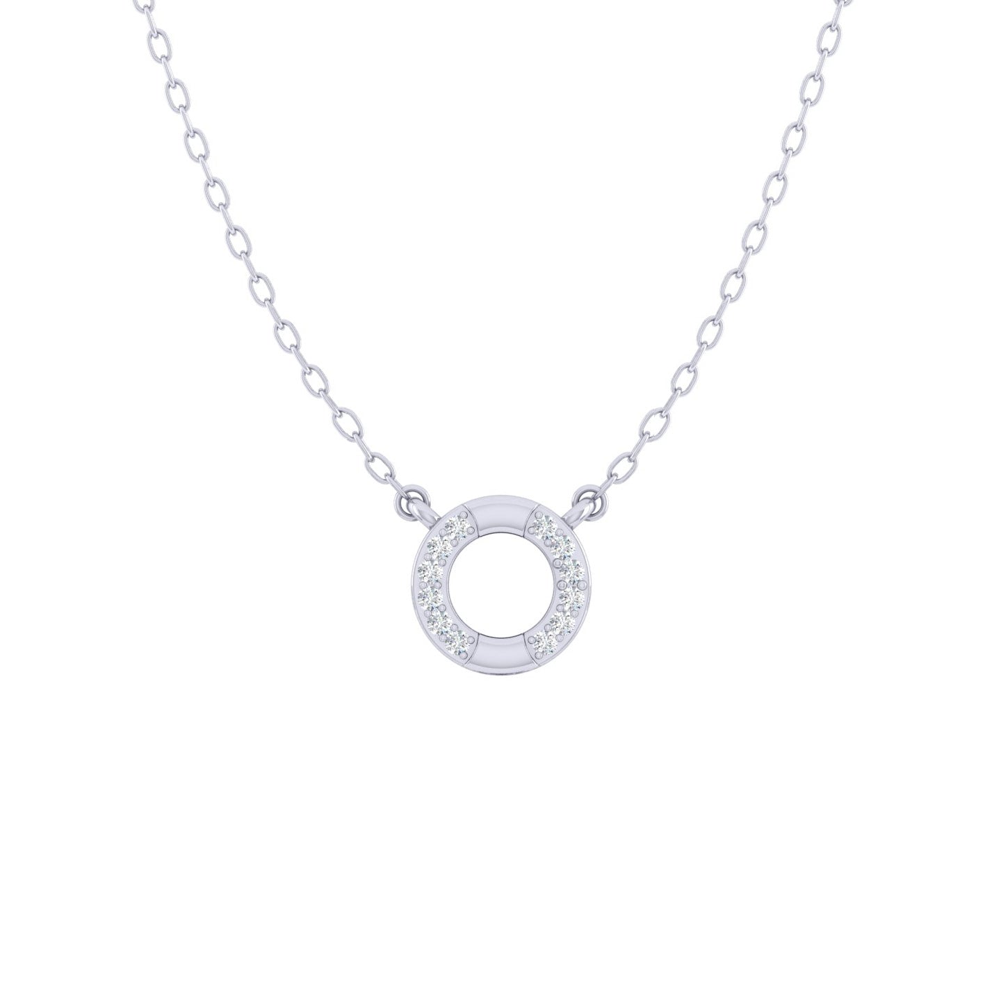 Karma Circle 1/20 Cttw Natural Diamond Pendant Necklace set in 925 Sterling Silver