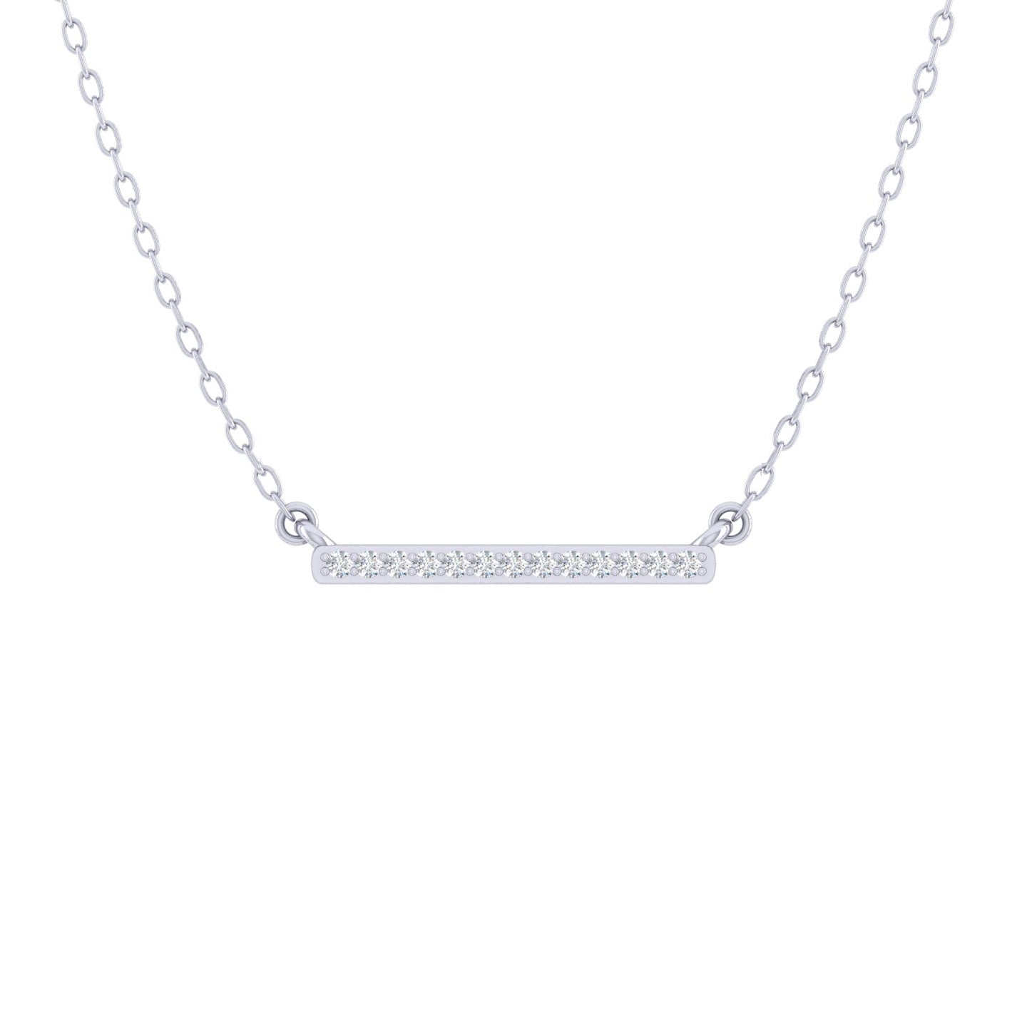 Sideways Bar 1/20 Cttw Natural Diamond Pendant Necklace set in 925 Sterling Silver