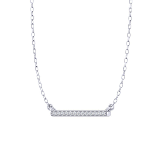 Sideways Bar 1/20 Cttw Natural Diamond Pendant Necklace set in 925 Sterling Silver