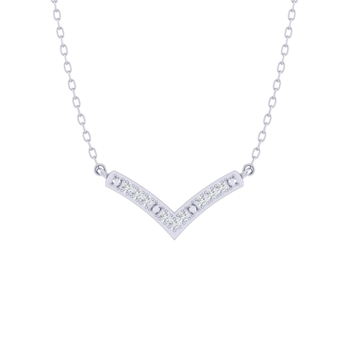 Chevron 1/20 Cttw Natural Diamond Pendant Necklace set in 925 Sterling Silver jewelry gift