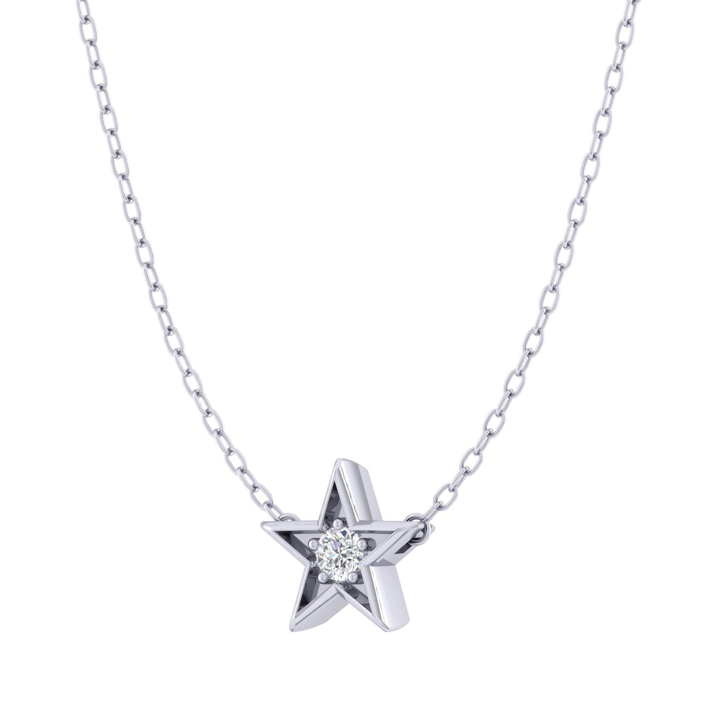 Star 1/20 Cttw Natural Diamond Pendant Necklace set in 925 Sterling Silver jewelry gift layring