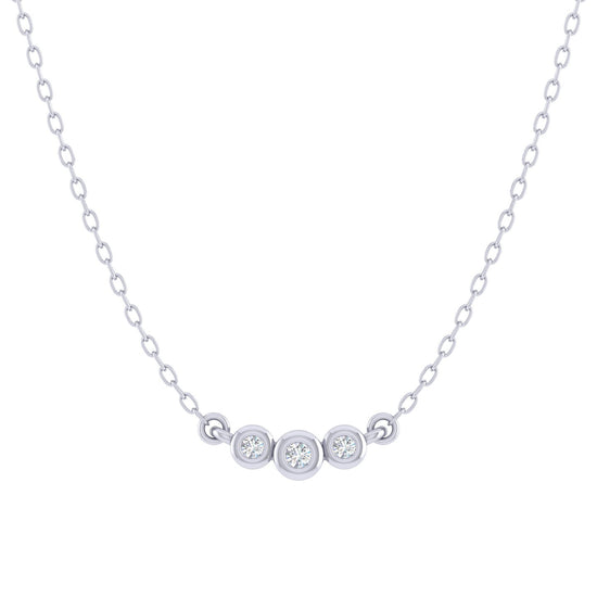 Three Stone 1/20 Cttw Natural Diamond Pendant Necklace set in 925 Sterling Silver