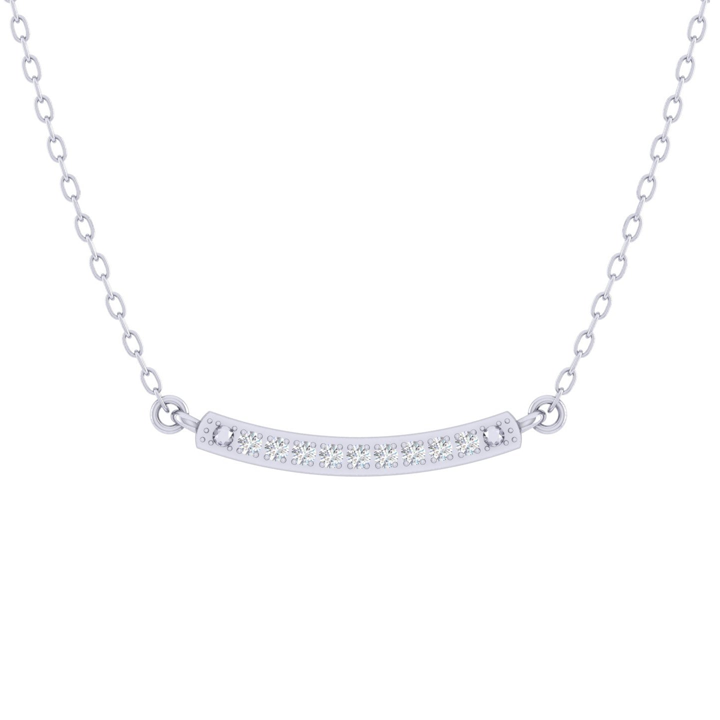 Curved Bar 1/20 Cttw Natural Diamond Pendant Necklace set in 925 Sterling Silver