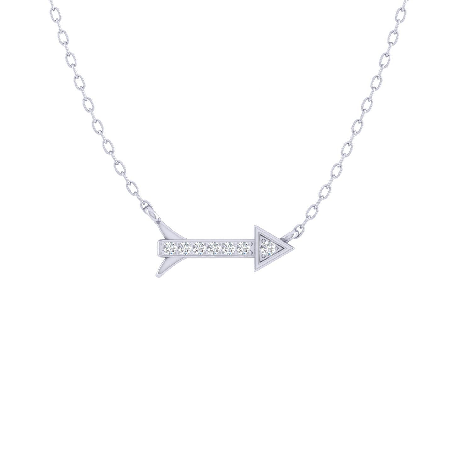 Sideways Arrow 1/20 Cttw Natural Diamond Pendant Necklace set in 925 Sterling Silver