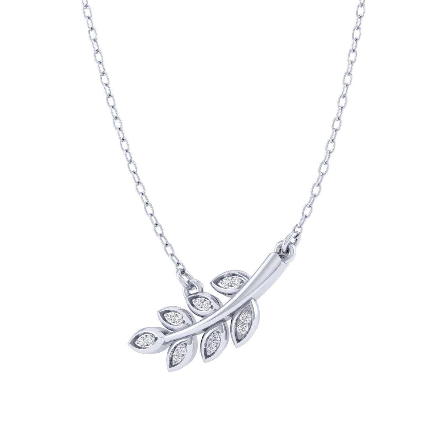 Lucky Leaf 1/20 Cttw Natural Diamond Pendant Necklace set in 925 Sterling Silver