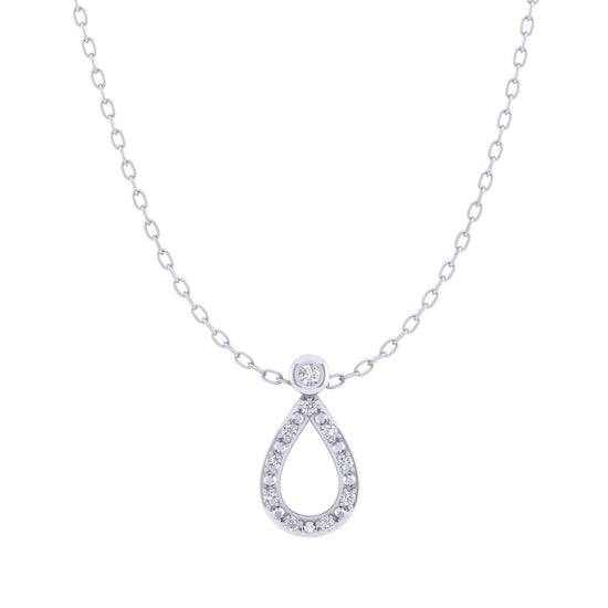 TearDrop 1/20 Cttw Natural Diamond Pendant Necklace set in 925 Sterling Silver jewelry gift