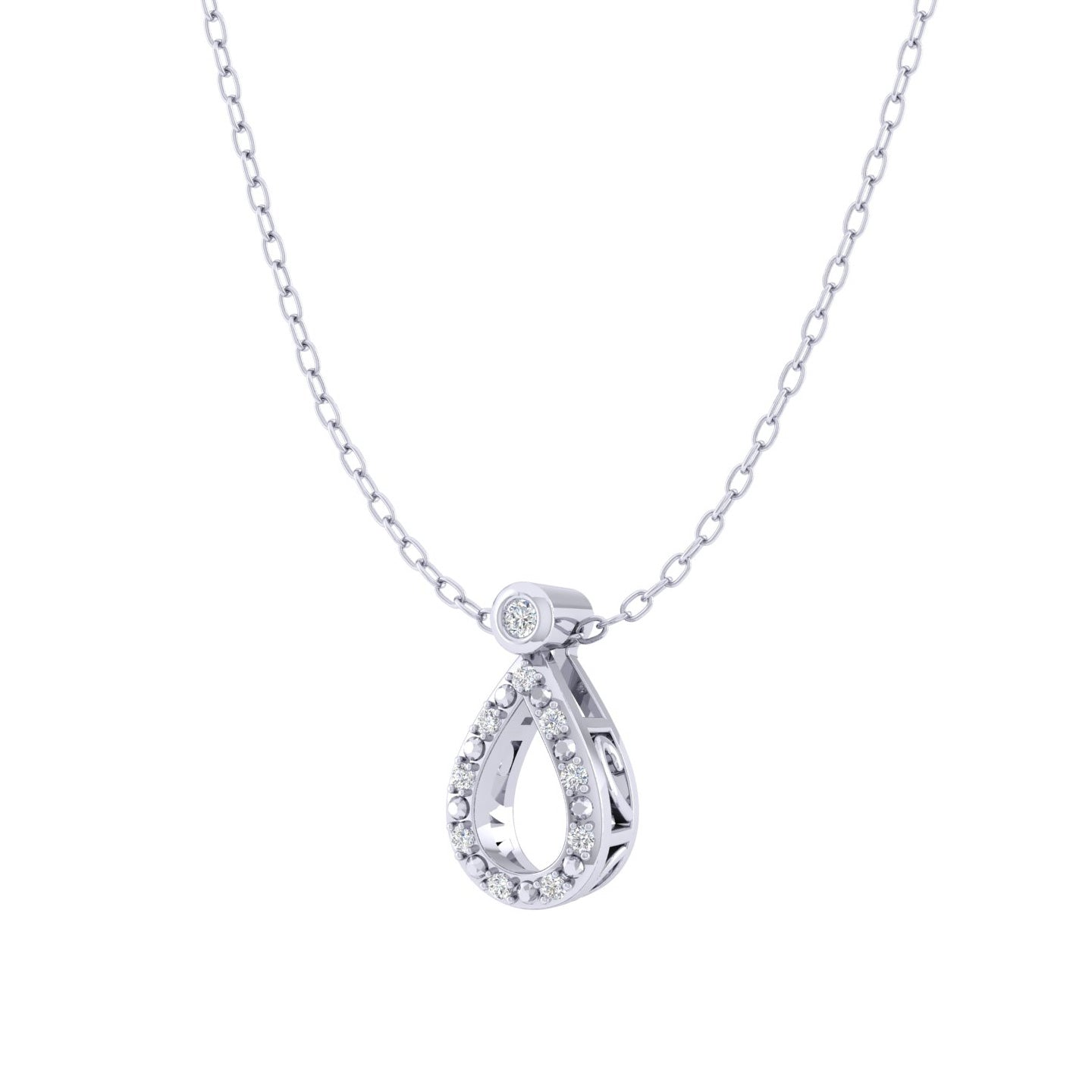 TearDrop 1/20 Cttw Natural Diamond Pendant Necklace set in 925 Sterling Silver jewelry gift