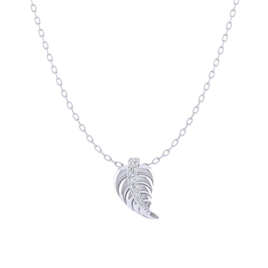 Lucky Feather 1/20 Cttw Natural Diamond Pendant Necklace set in 925 Sterling Silver fine jewelry gift birthday holiday