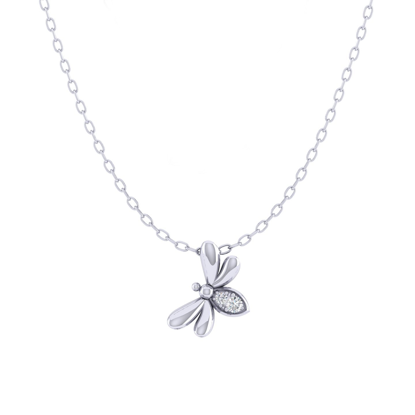Bee 1/40 Cttw Natural Diamond Pendant Necklace set in 925 Sterling Silver