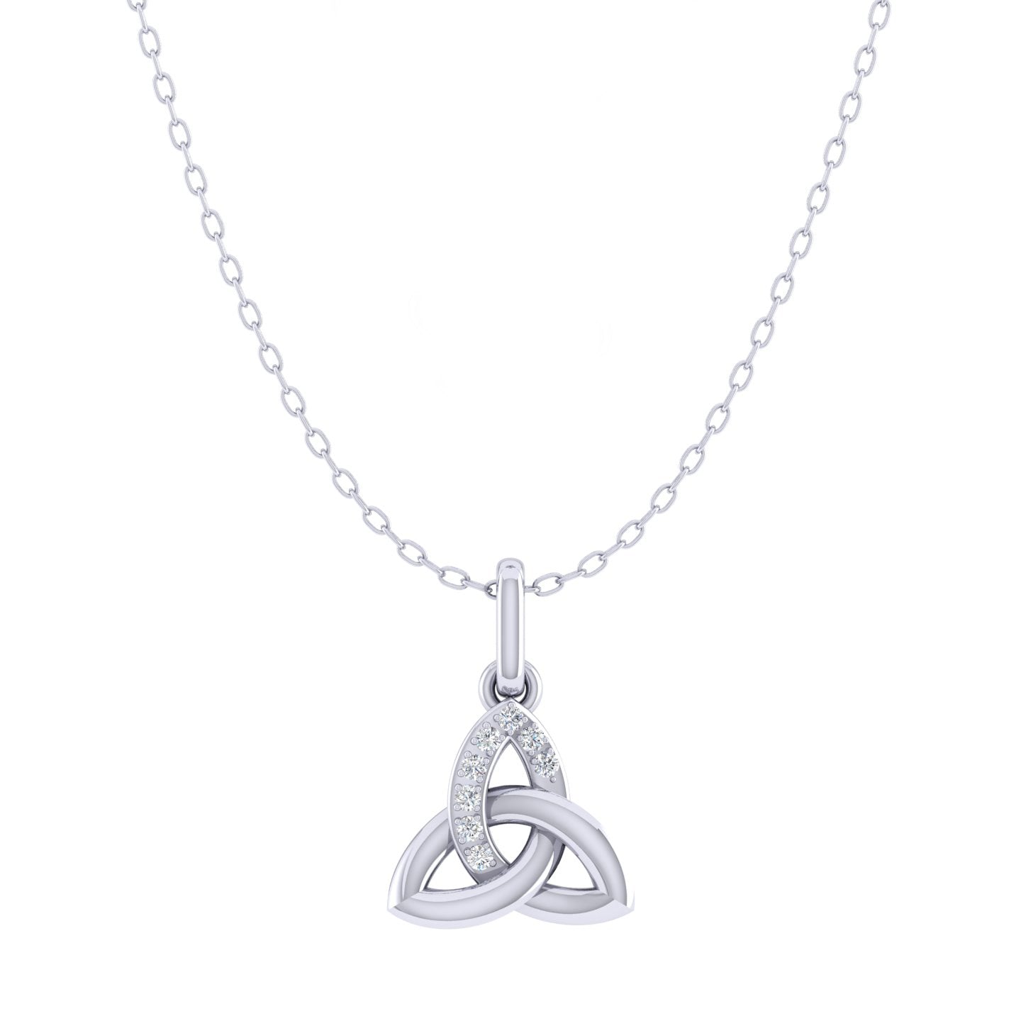 Celtic Trinity Knot 1/40 Cttw Natural Diamond Pendant Necklace set in 925 Sterling Silver