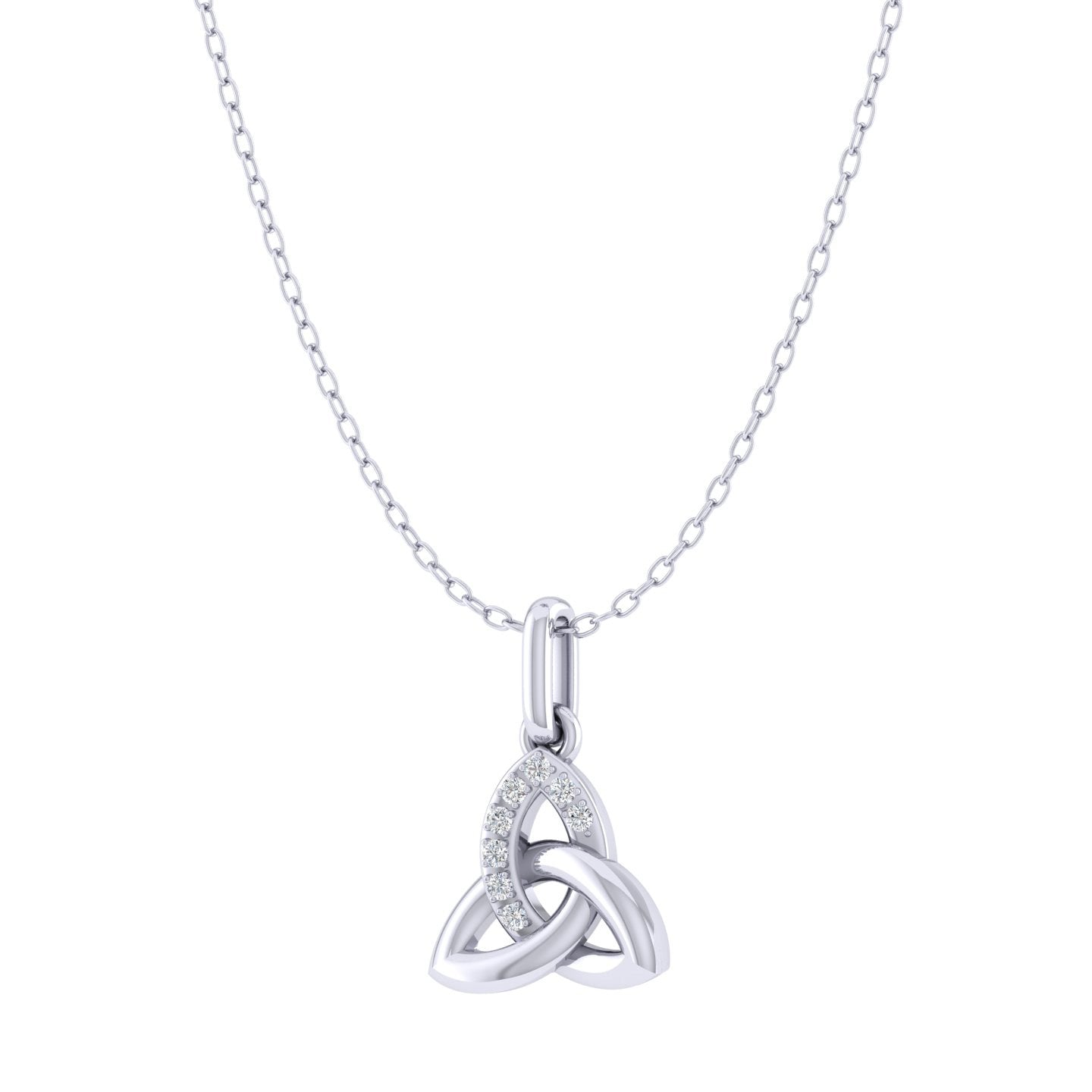 Celtic Trinity Knot 1/40 Cttw Natural Diamond Pendant Necklace set in 925 Sterling Silver