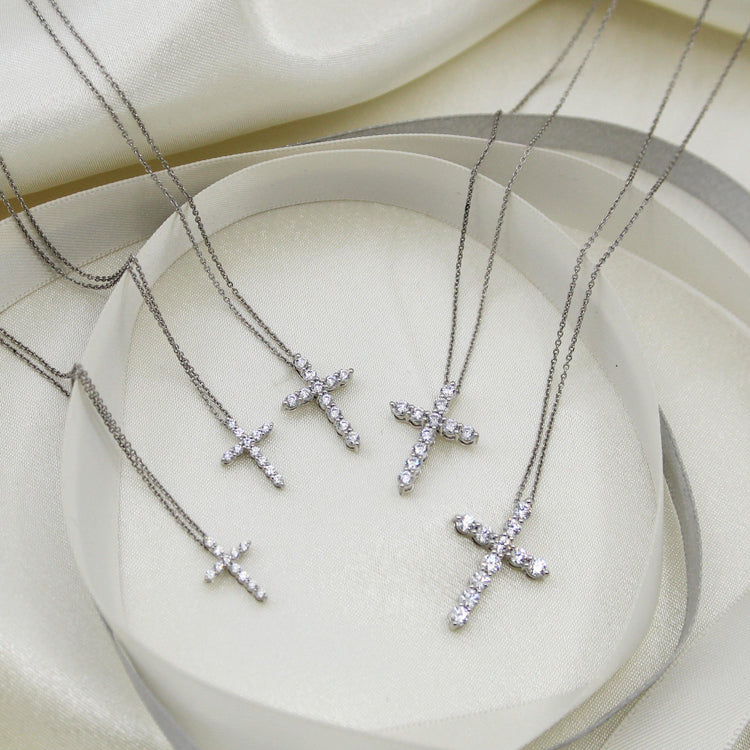  Diamond Cross Pendant in Sterling Silver