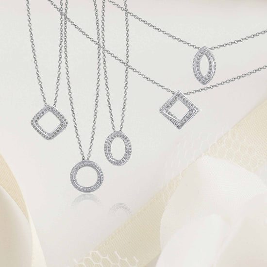 1/2 Cttw Diamond Open Pave Twisted Pendant Necklace set in 925 Sterling Silver (Select Design)